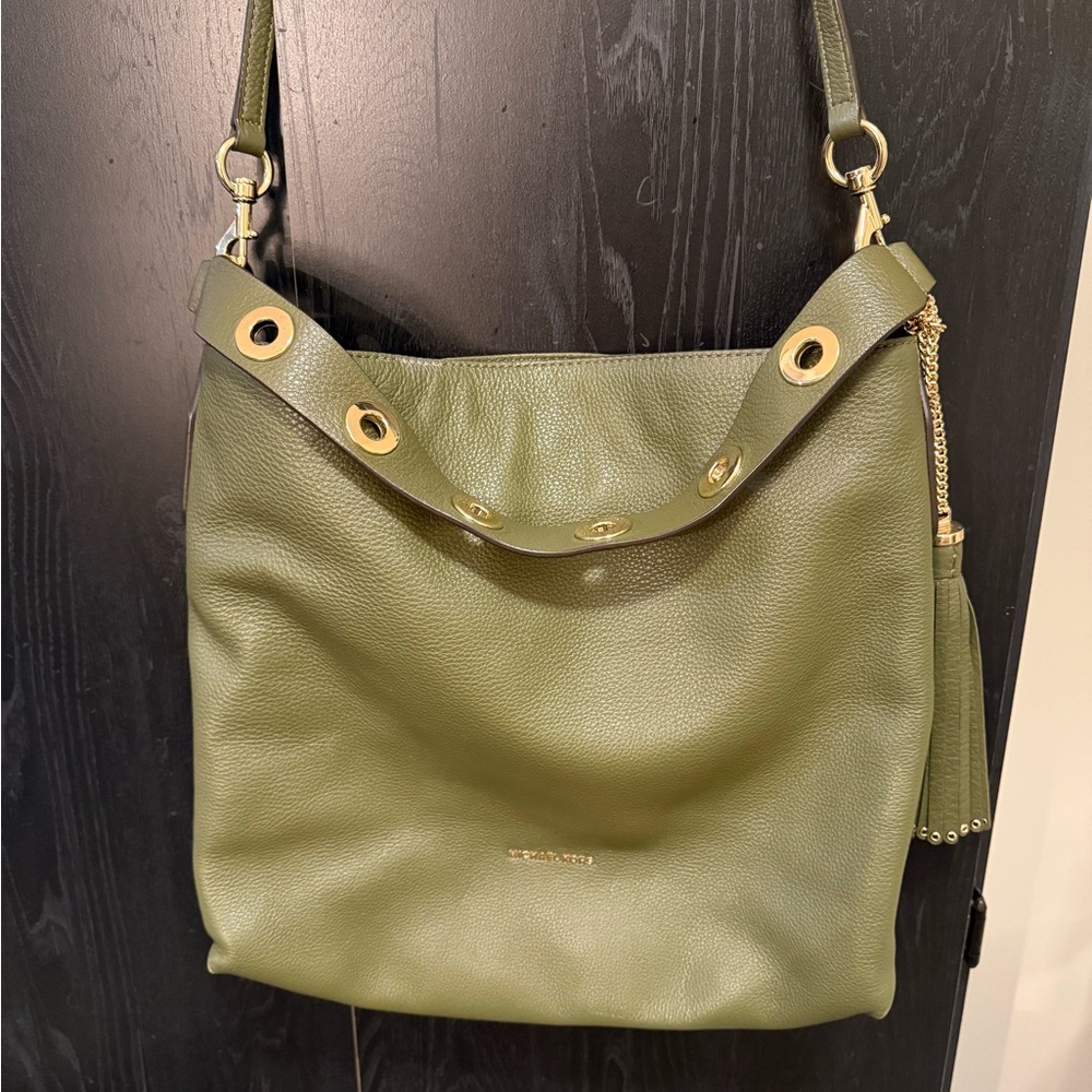 Olive Green Leather Shoulder Bag